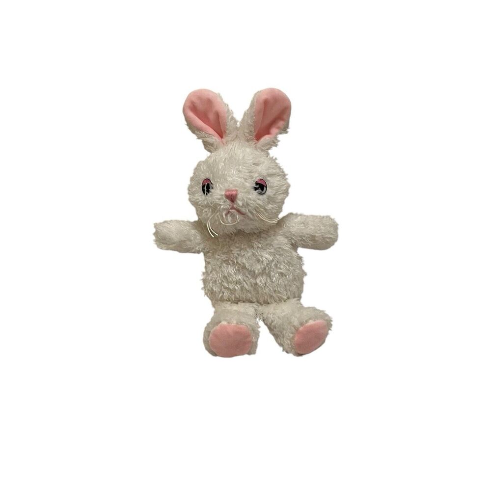 Steven Smith White Pink Fuzzy Bunny Rabbit Plush 12" Stuffed Animal Toy